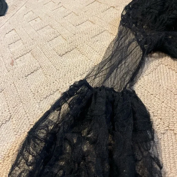 Floral whimsical Whimsigoth mesh lacebubble ballon sleeve Gothic goth blouse 2XL - Picture 7 of 7